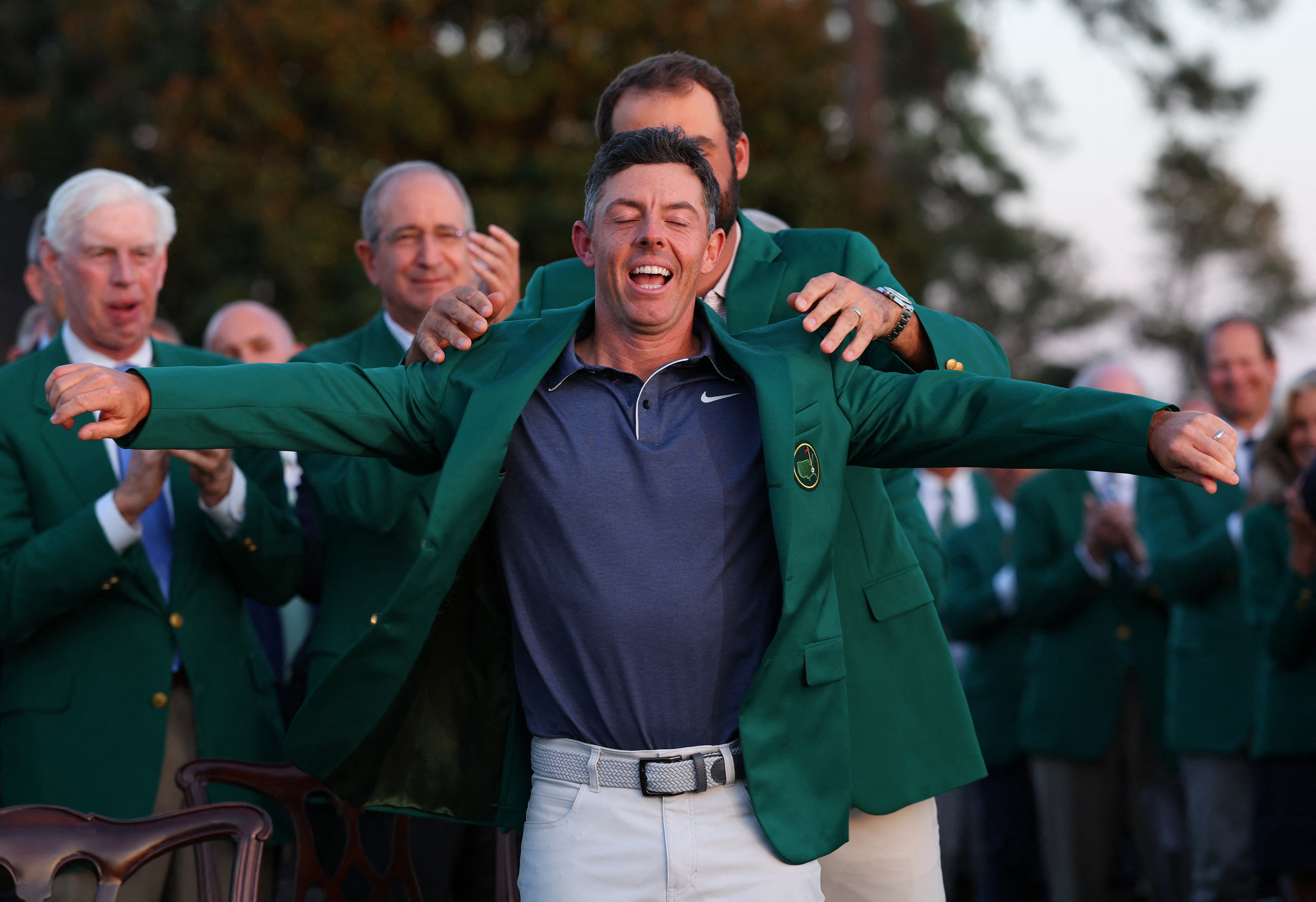Rory McIlroy in the green jacket. Photo: Bildbyrån