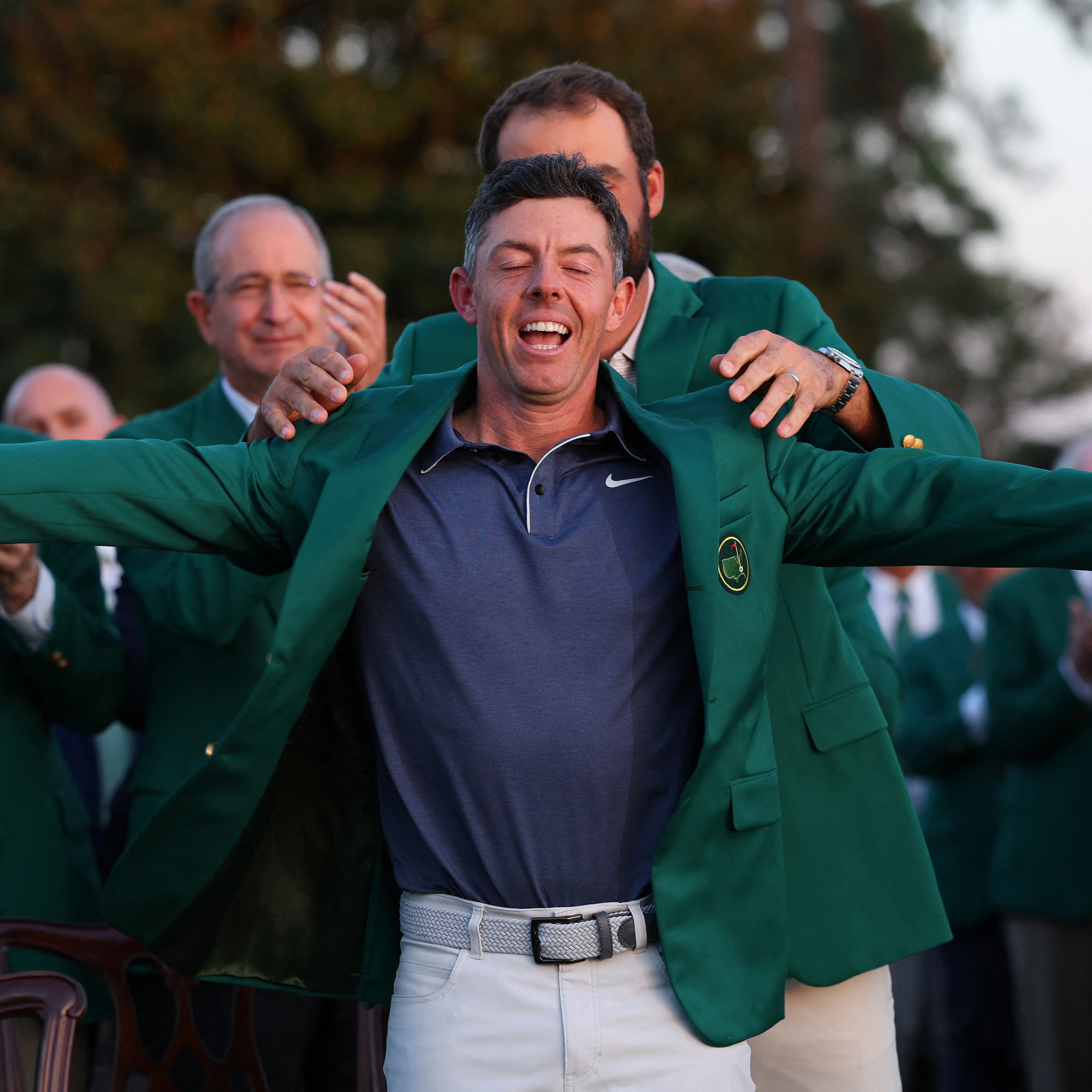 Rory McIlroy in the green jacket. Photo: Bildbyrån